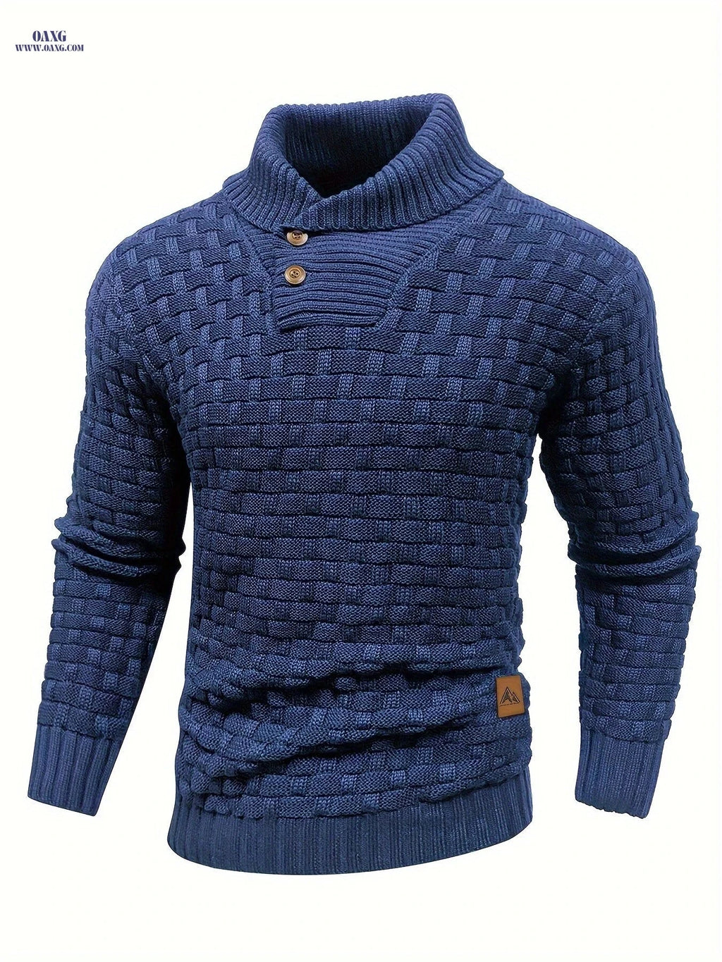 BOAONG Men's Casual Waffle Knit Button Sweater - Long Sleeve Style   OAXG 