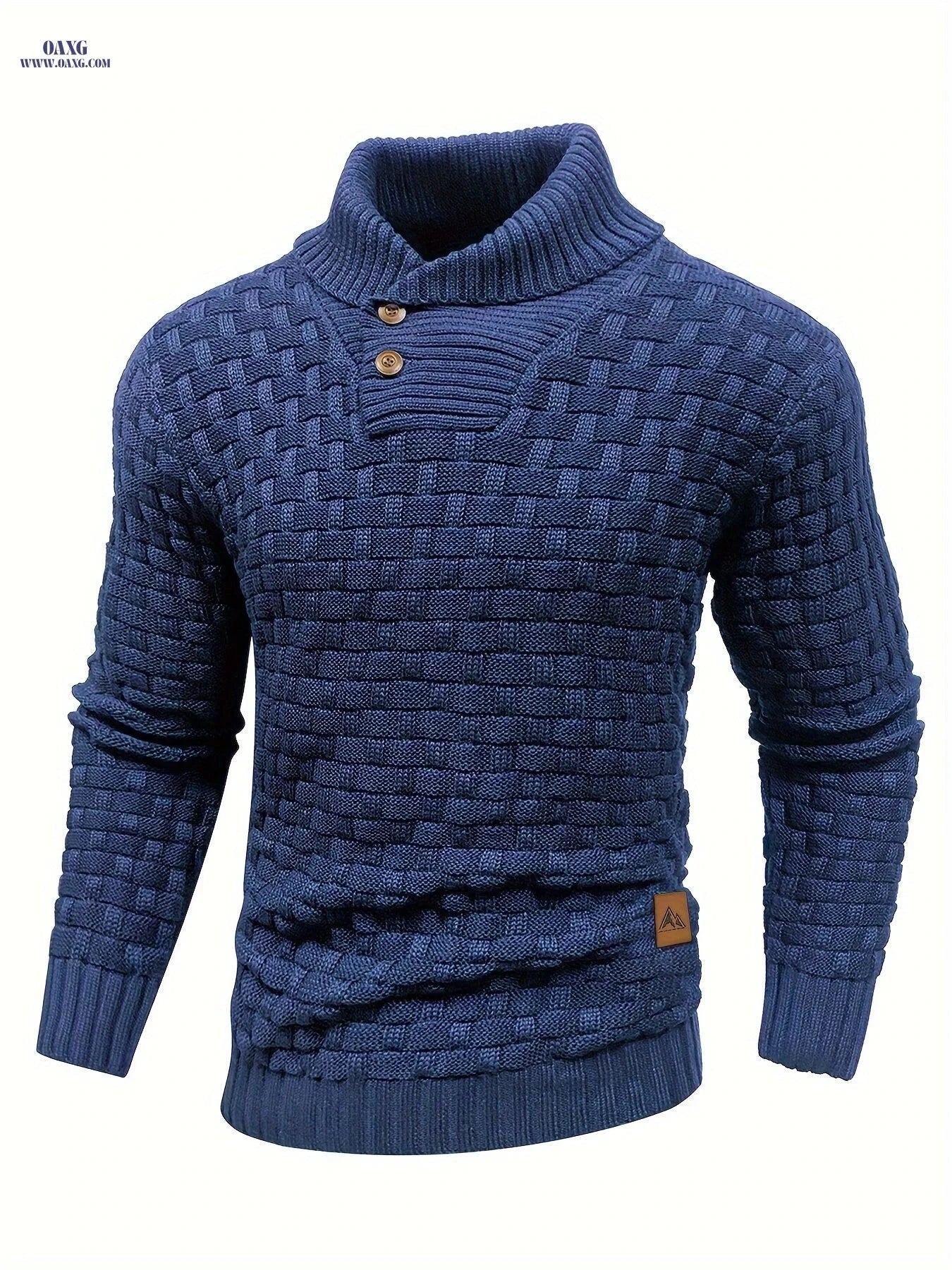 BOAONG Men's Casual Waffle Knit Button Sweater - Long Sleeve Style   OAXG 
