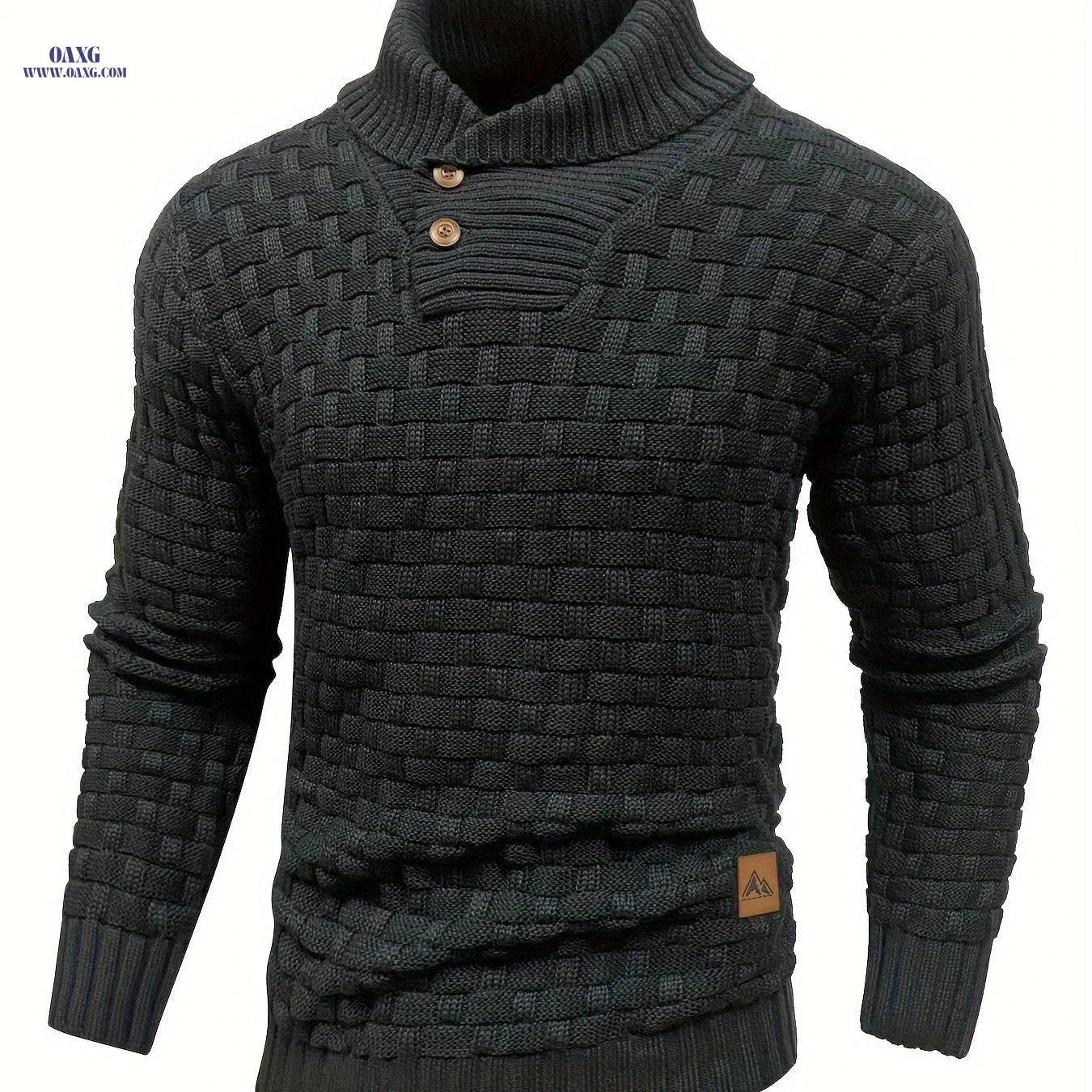 BOAONG Men's Casual Waffle Knit Button Sweater - Long Sleeve Style   OAXG 