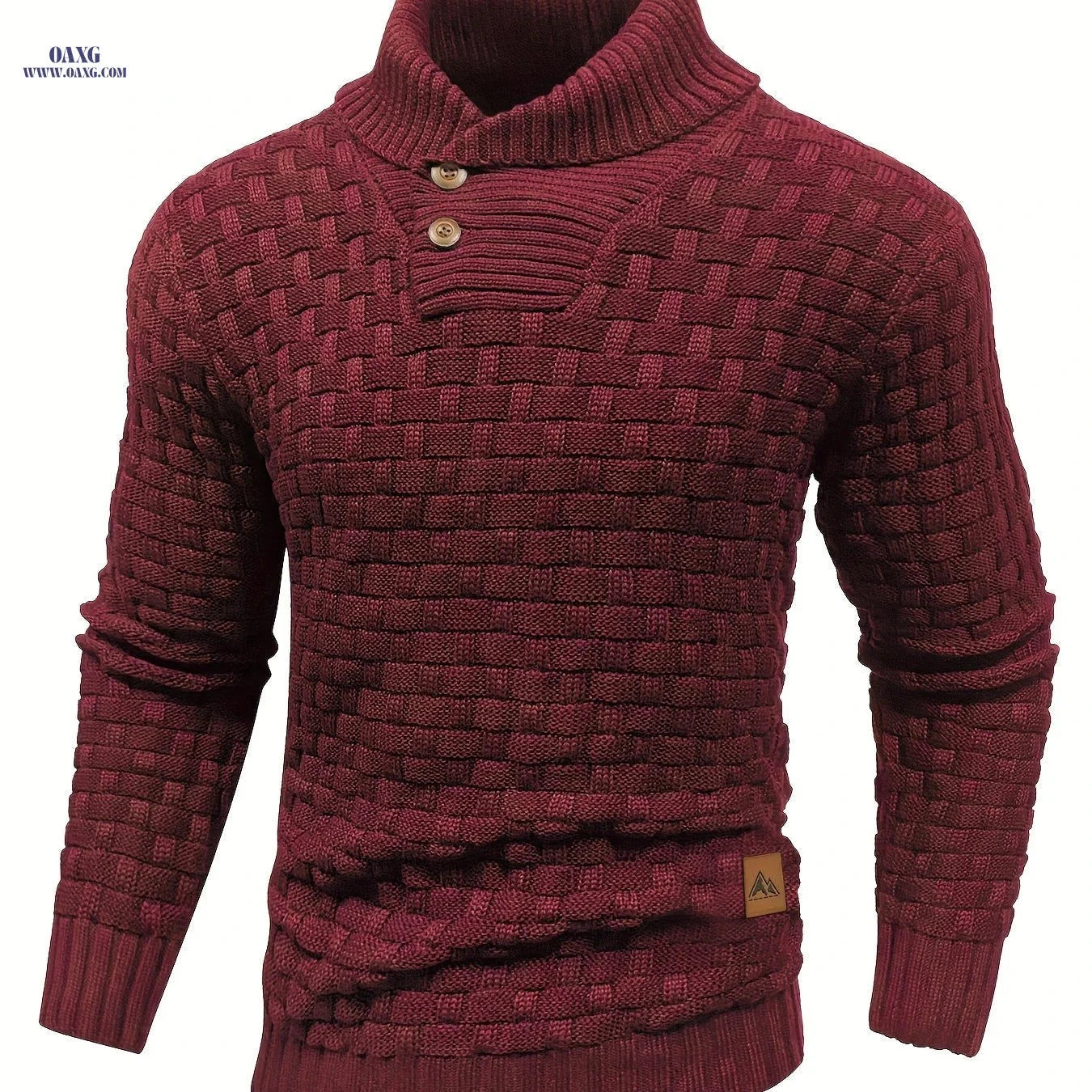 BOAONG Men's Casual Waffle Knit Button Sweater - Long Sleeve Style   OAXG 