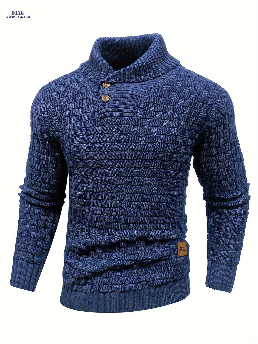 BOAONG Men's Casual Waffle Knit Button Sweater - Long Sleeve Style   OAXG 