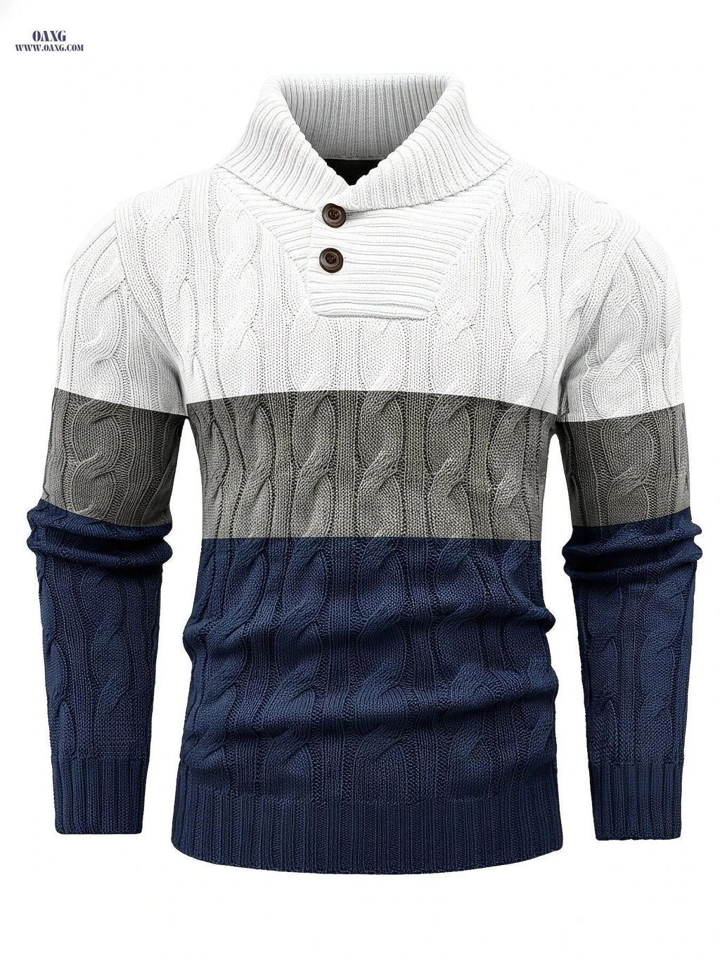 BOAONG Men's Color-Block Sweater - Trendy Pullover for Fall/Winter   OAXG Black And White Gray / FR S