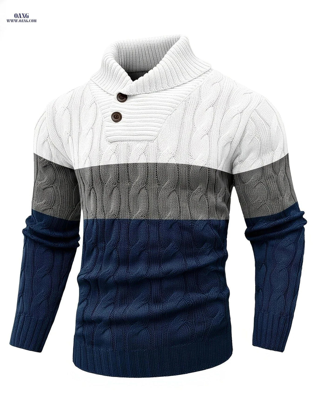 BOAONG Men's Color-Block Sweater - Trendy Pullover for Fall/Winter   OAXG Black And White Gray / FR S