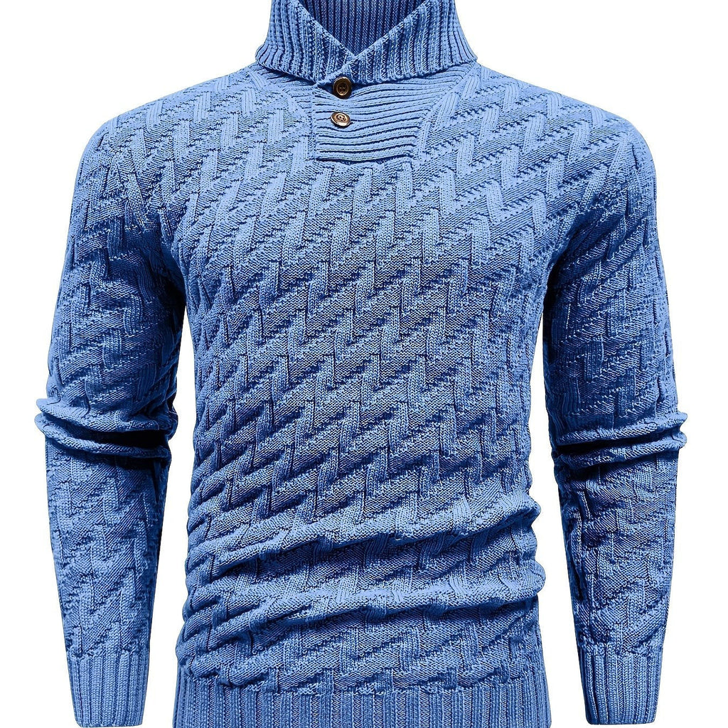 BOAONG Men's Lapel Solid Color Sweater - Casual Commuting Style   OAXG 