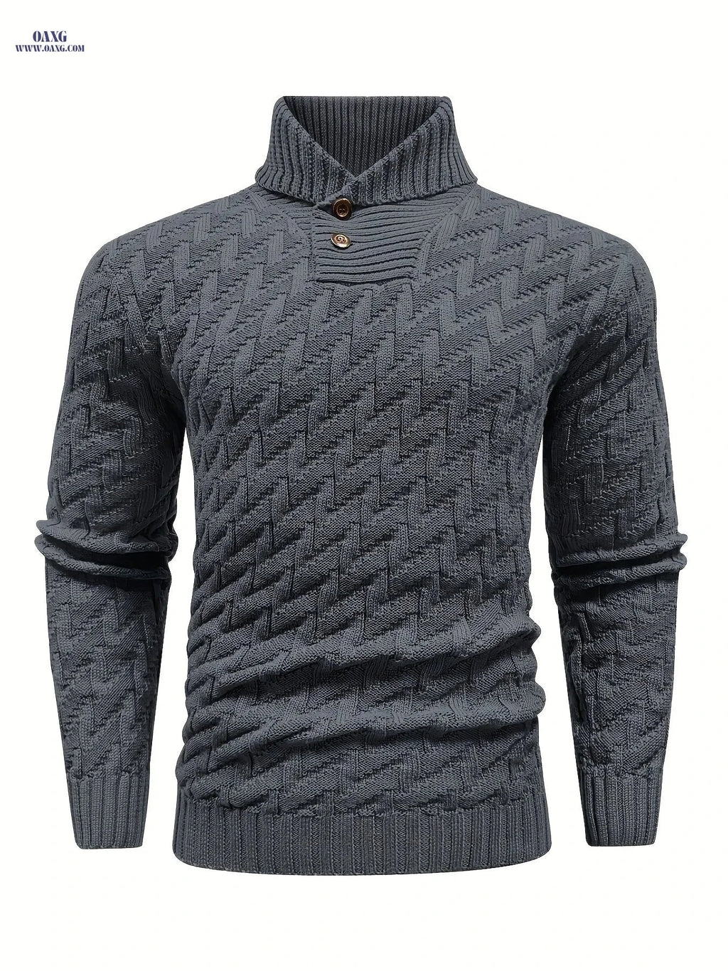 BOAONG Men's Lapel Solid Color Sweater - Casual Commuting Style   OAXG 