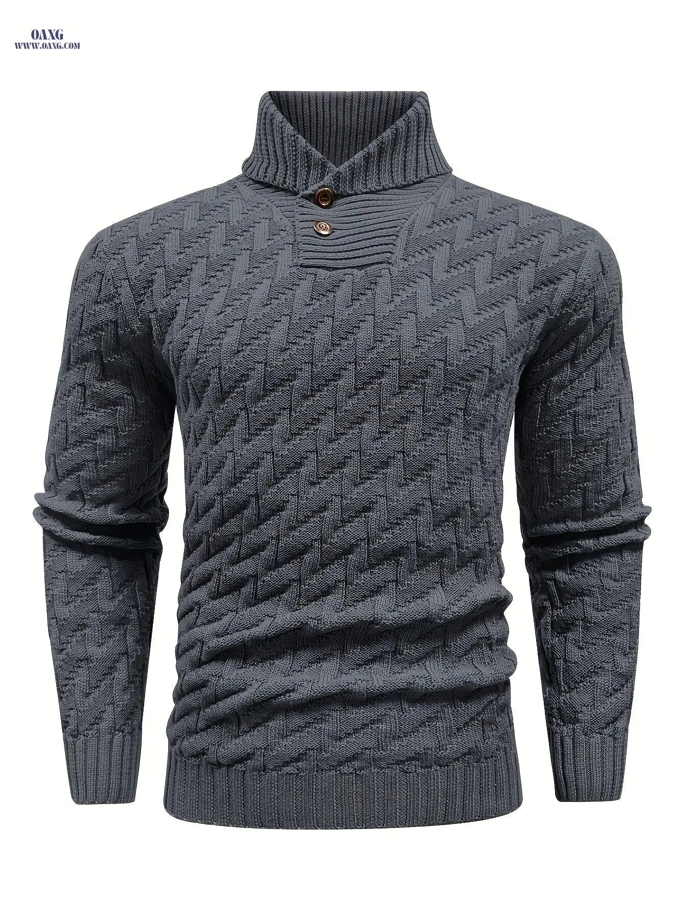 BOAONG Men's Lapel Solid Color Sweater - Casual Commuting Style   OAXG 