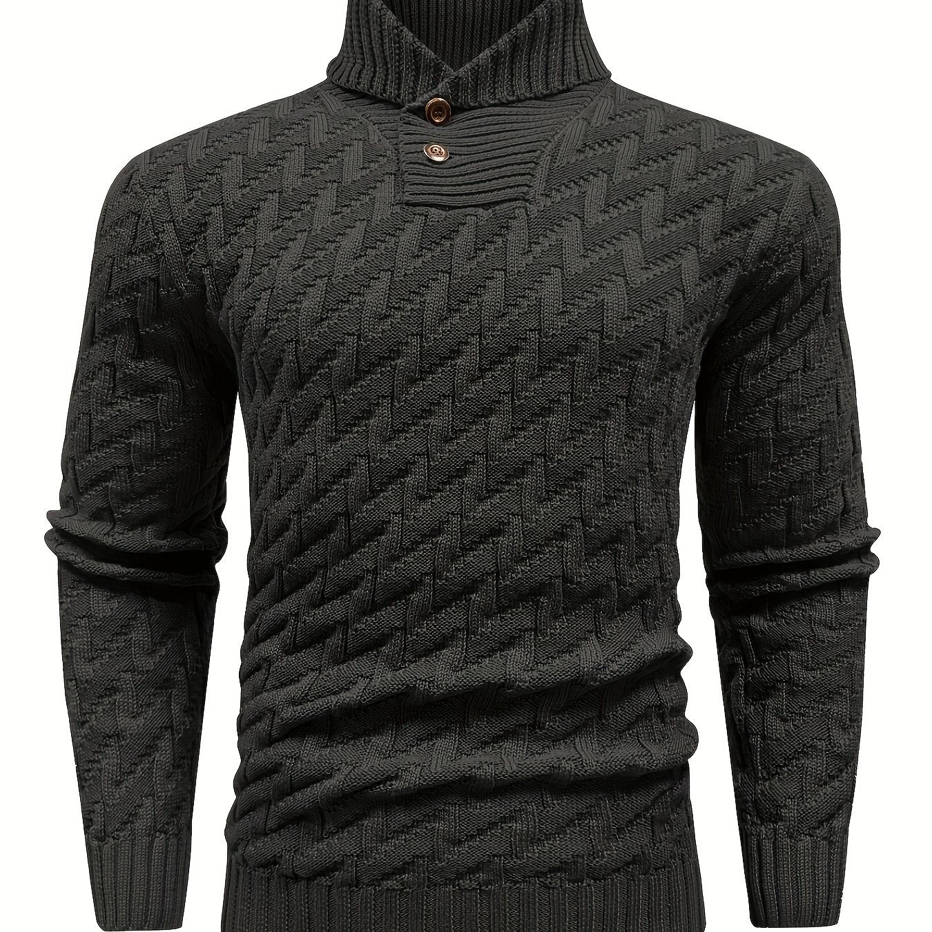 BOAONG Men's Lapel Solid Color Sweater - Casual Commuting Style   OAXG 