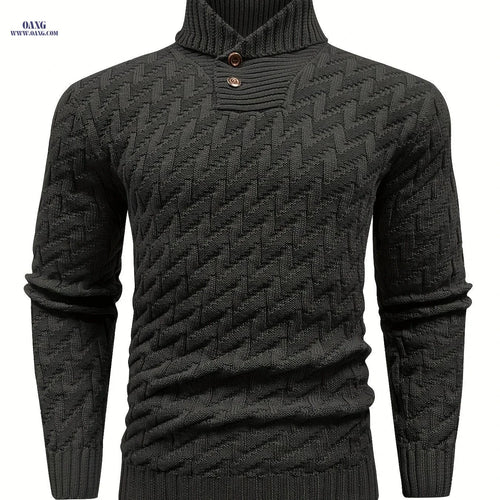 BOAONG Men's Lapel Solid Color Sweater - Casual Commuting Style   OAXG 