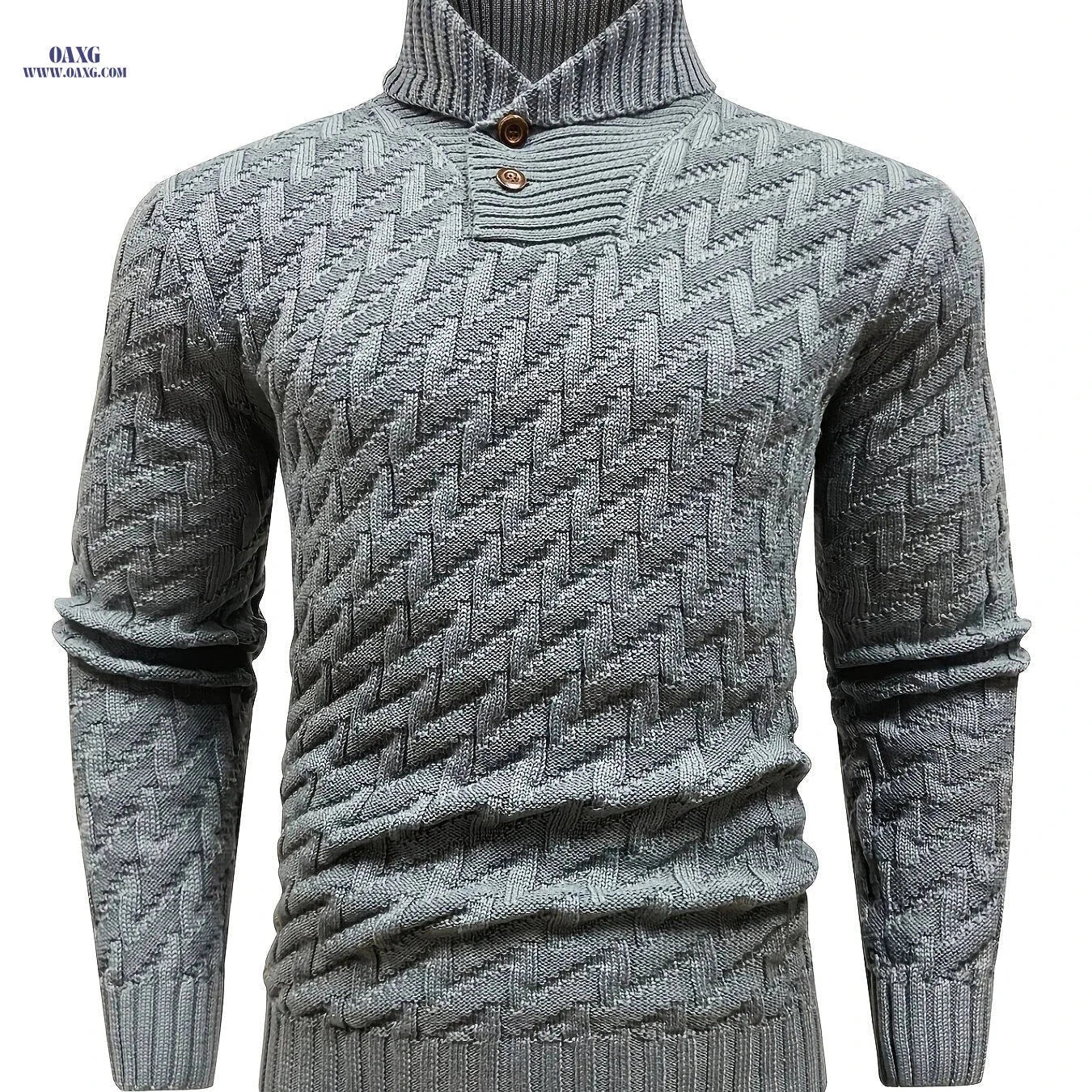 BOAONG Men's Lapel Solid Color Sweater - Casual Commuting Style   OAXG 