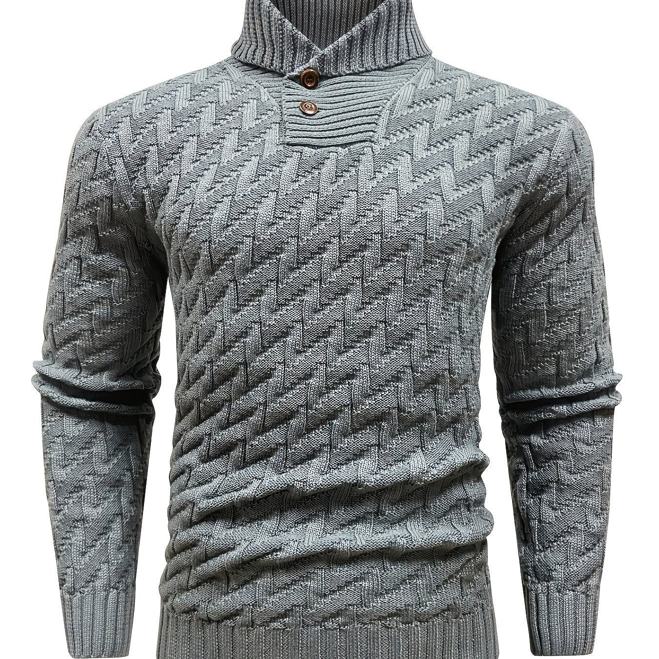 BOAONG Men's Lapel Solid Color Sweater - Casual Commuting Style   OAXG 