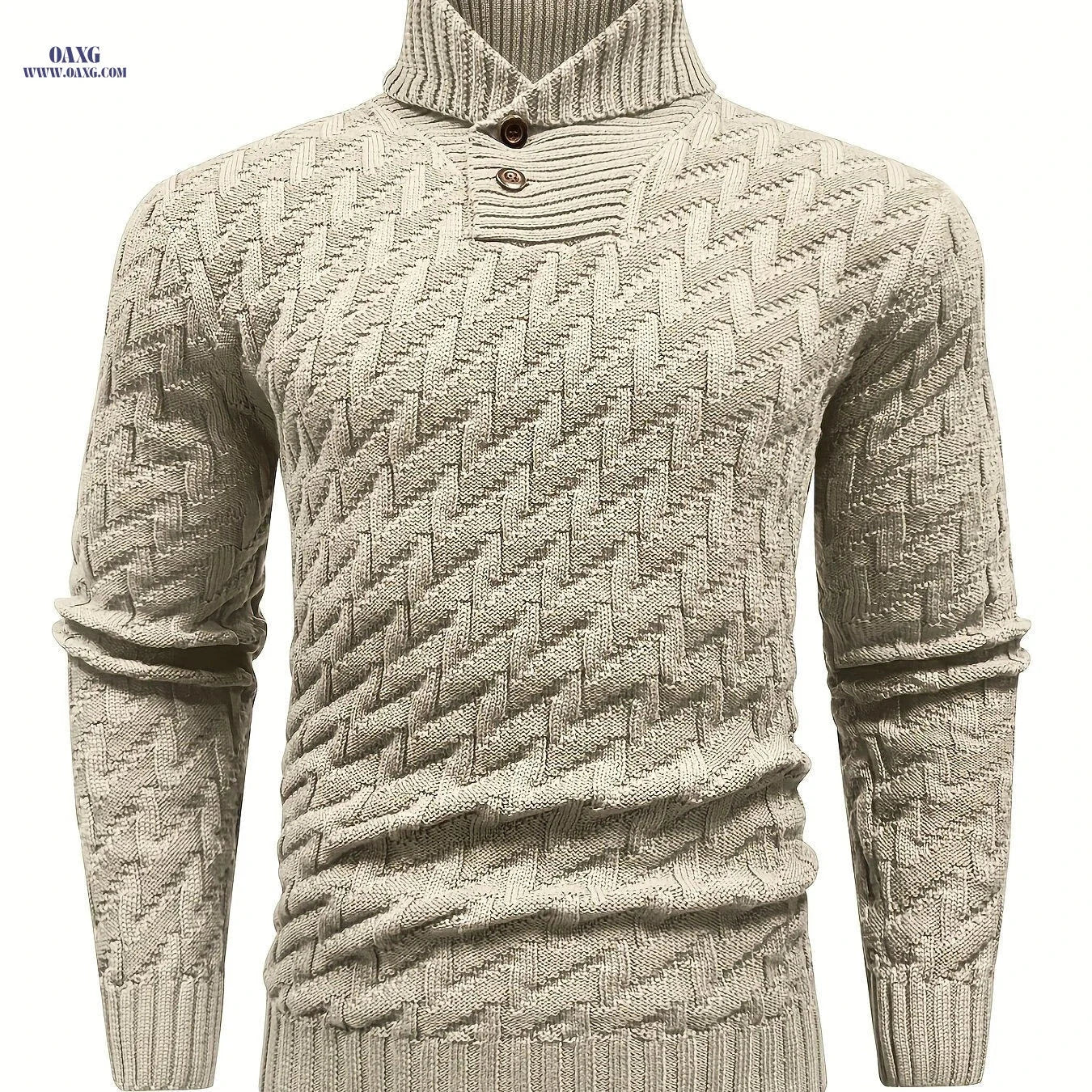 BOAONG Men's Lapel Solid Color Sweater - Casual Commuting Style   OAXG 