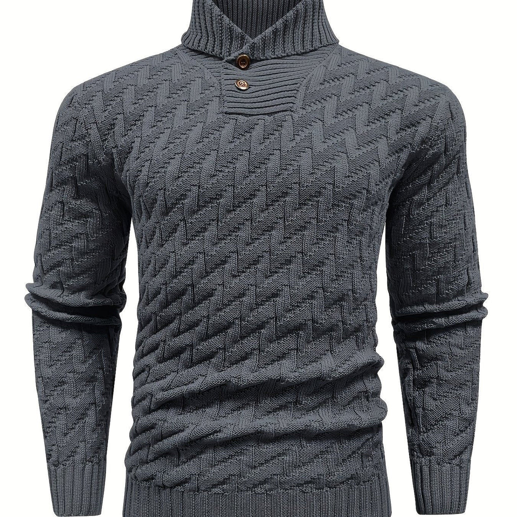 BOAONG Men's Lapel Solid Color Sweater - Casual Commuting Style   OAXG 
