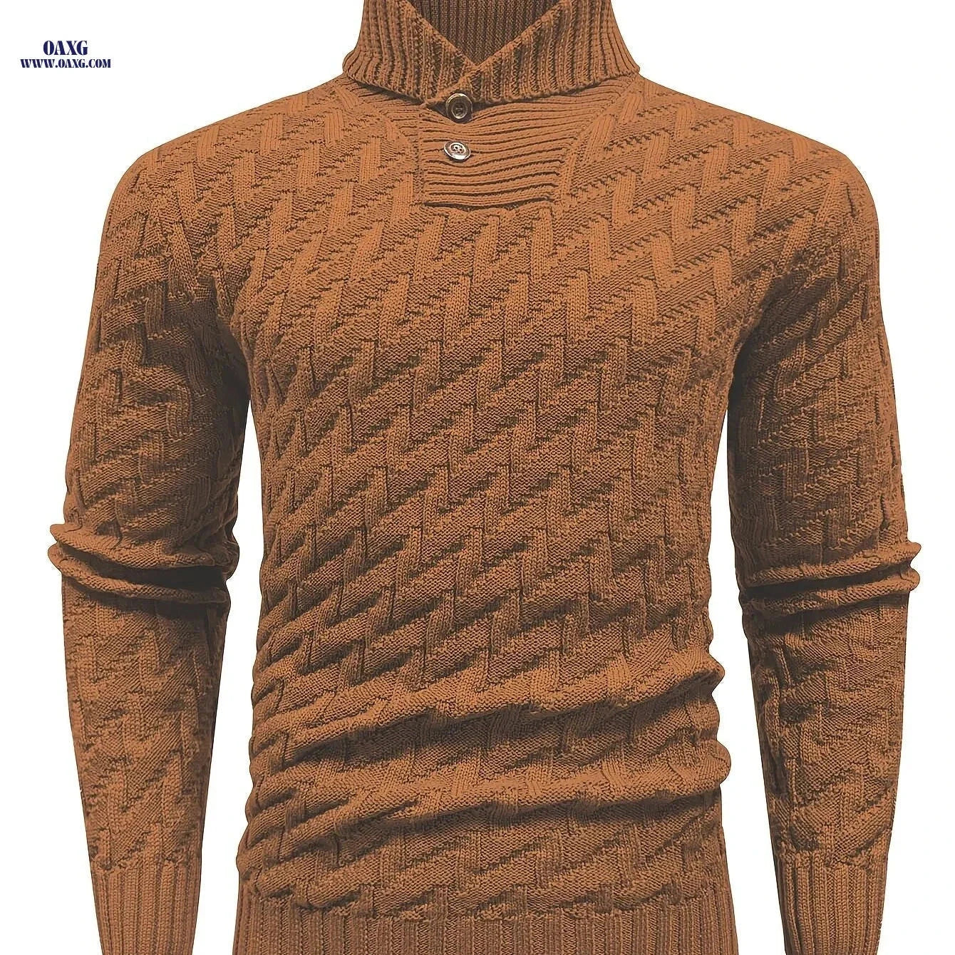 BOAONG Men's Lapel Solid Color Sweater - Casual Commuting Style   OAXG 