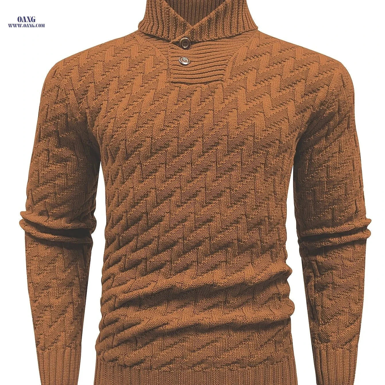 BOAONG Men's Lapel Solid Color Sweater - Casual Commuting Style   OAXG 