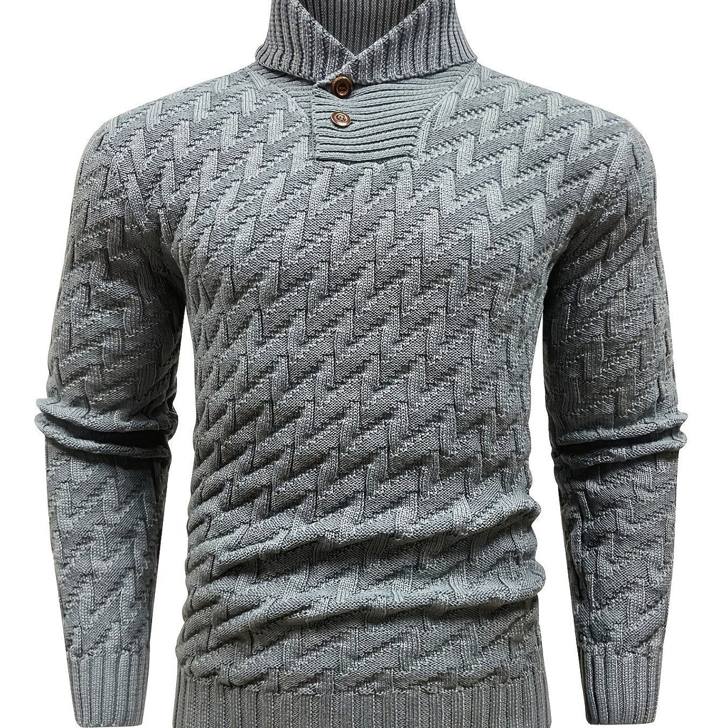 BOAONG Men's Lapel Solid Color Sweater - Casual Commuting Style   OAXG 