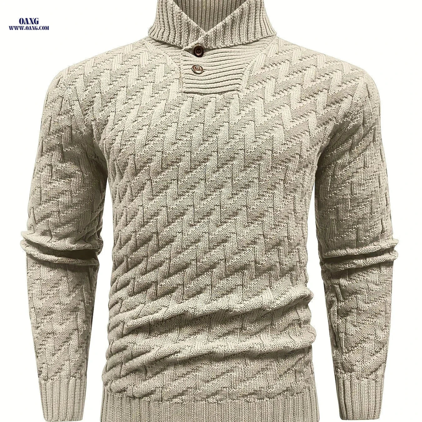BOAONG Men's Lapel Solid Color Sweater - Casual Commuting Style   OAXG Black / FR S