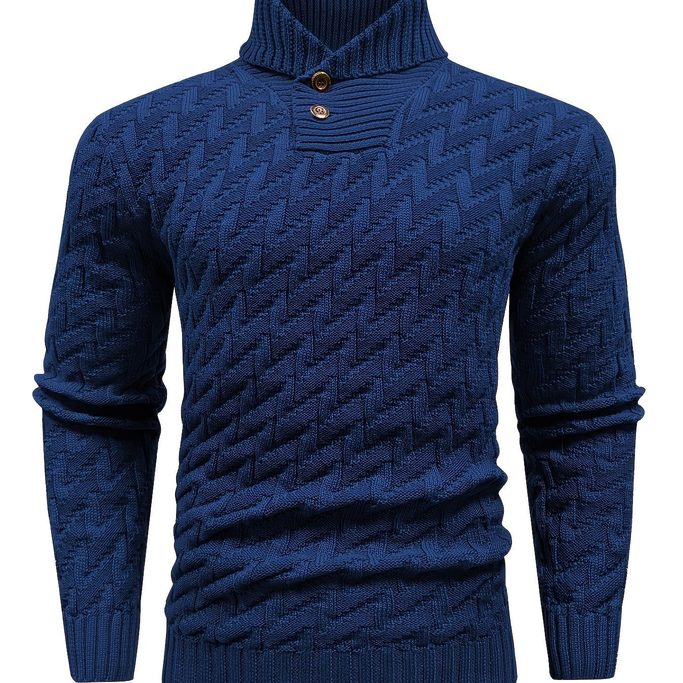 BOAONG Men's Lapel Solid Color Sweater - Casual Commuting Style   OAXG Black / FR S