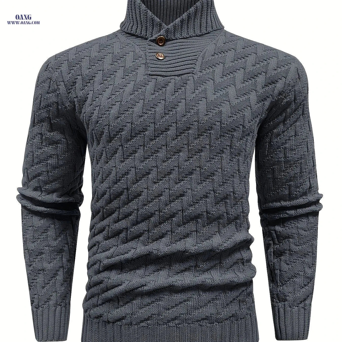 BOAONG Men's Lapel Solid Color Sweater - Casual Commuting Style   OAXG Black / FR S
