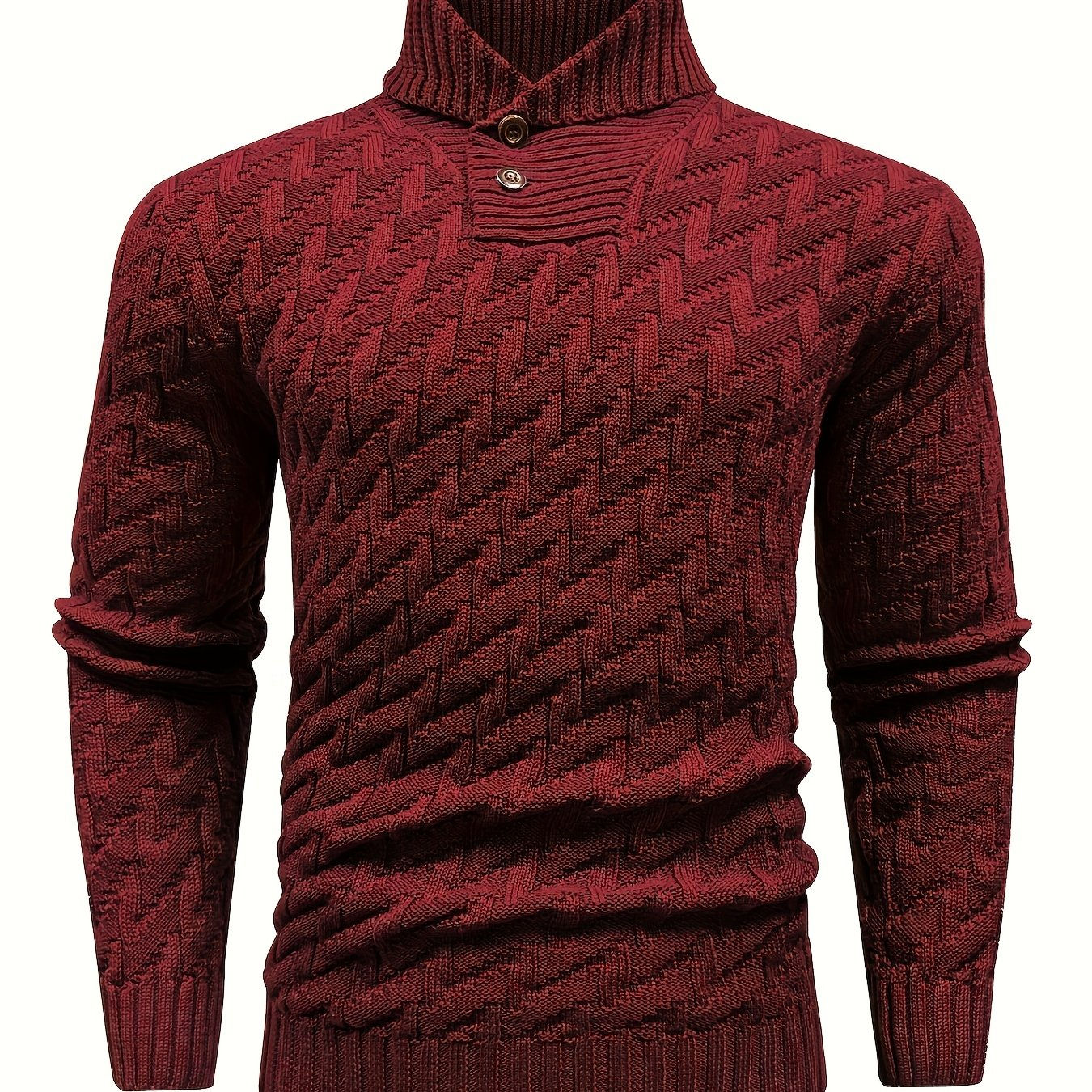 BOAONG Men's Lapel Solid Color Sweater - Casual Commuting Style   OAXG Black / FR S