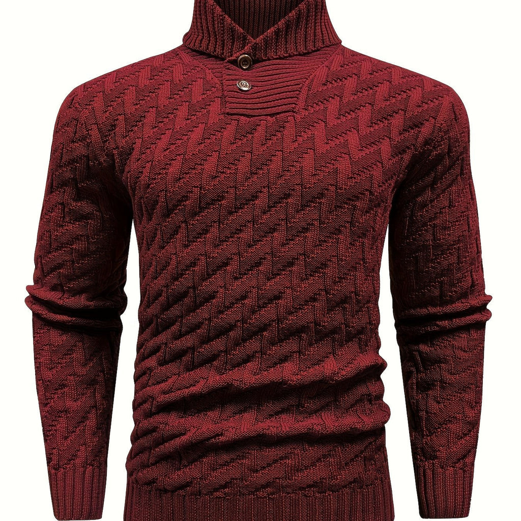 BOAONG Men's Lapel Solid Color Sweater - Casual Commuting Style   OAXG 