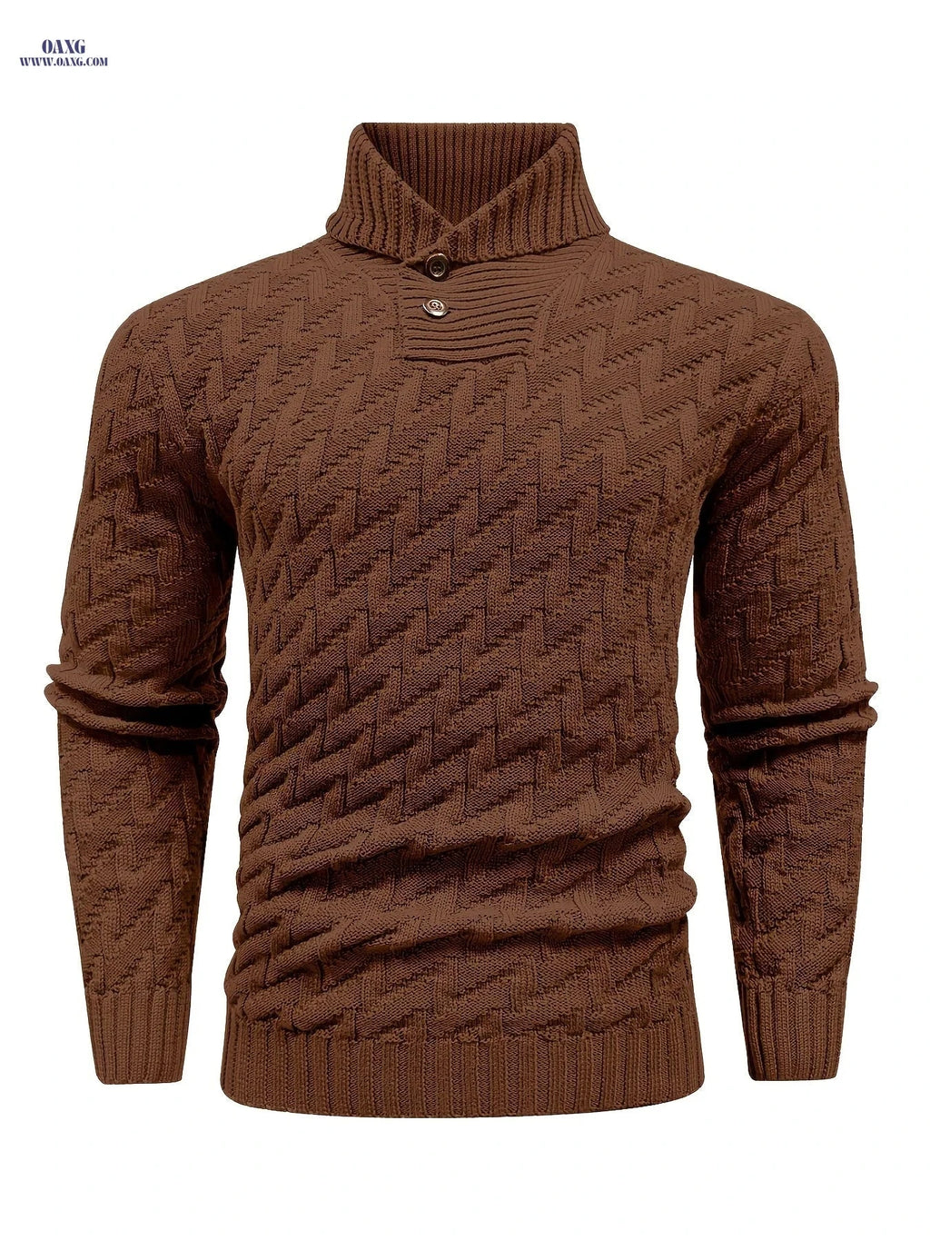BOAONG Men's Lapel Solid Color Sweater - Casual Commuting Style   OAXG 