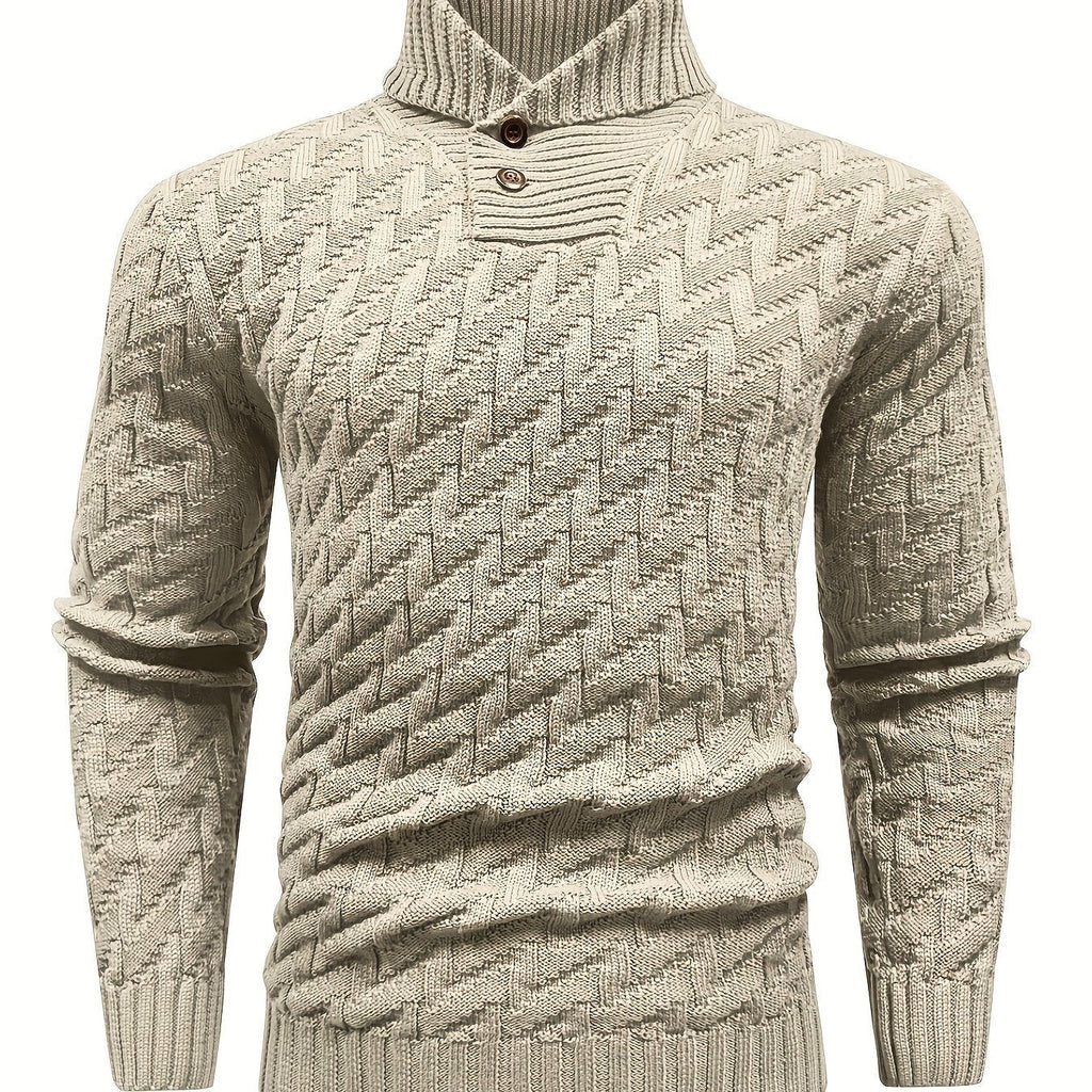 BOAONG Men's Lapel Solid Color Sweater - Casual Commuting Style   OAXG 
