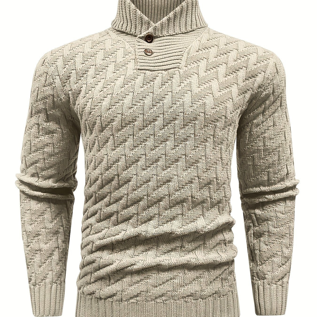 BOAONG Men's Lapel Solid Color Sweater - Casual Commuting Style   OAXG 
