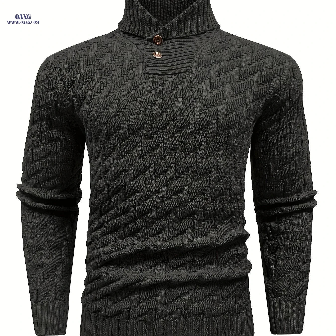 BOAONG Men's Lapel Solid Color Sweater - Casual Commuting Style   OAXG 