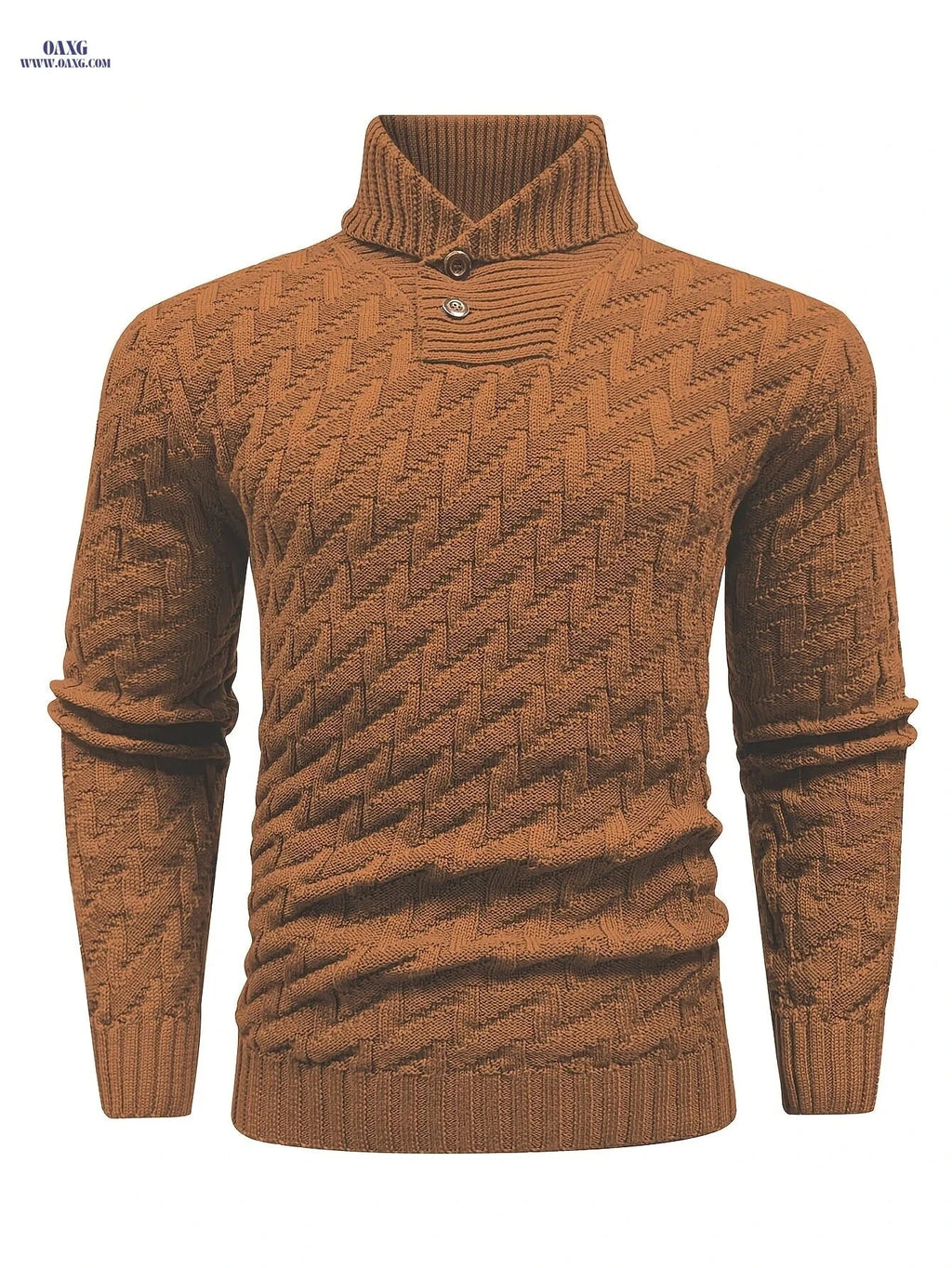 BOAONG Men's Lapel Solid Color Sweater - Casual Commuting Style   OAXG 