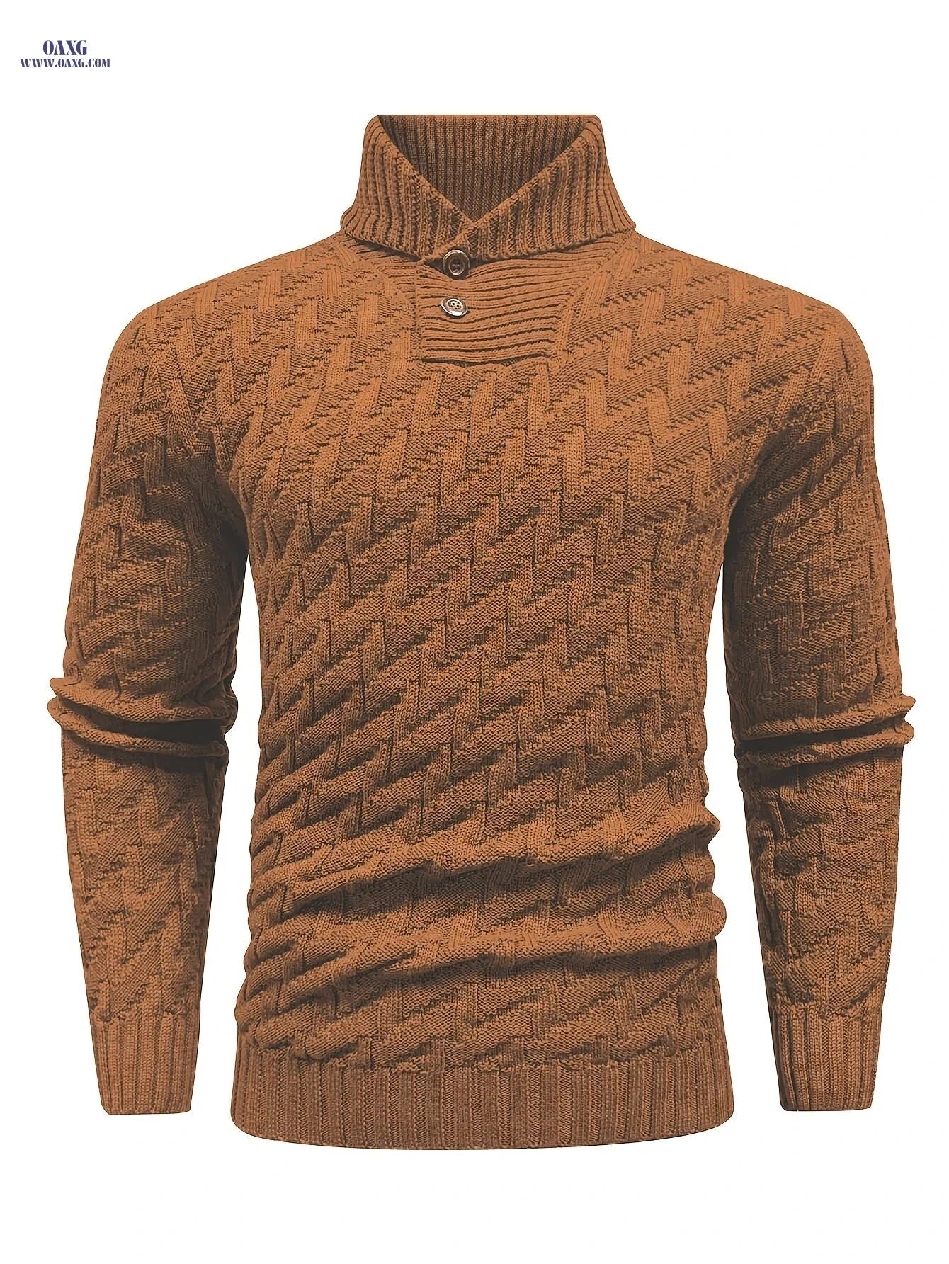 BOAONG Men's Lapel Solid Color Sweater - Casual Commuting Style   OAXG 