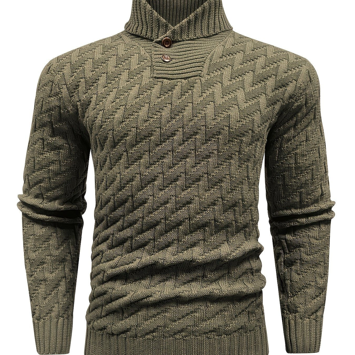 BOAONG Men's Lapel Solid Color Sweater - Casual Commuting Style   OAXG 