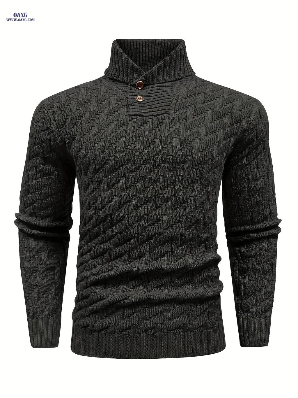 BOAONG Men's Lapel Solid Color Sweater - Casual Commuting Style   OAXG 