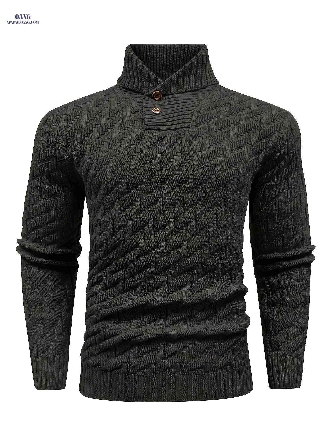 BOAONG Men's Lapel Solid Color Sweater - Casual Commuting Style   OAXG 