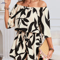 Bohemian Off-Shoulder Jumpsuit - Floral Print for Beach & Casual Style   OAXG Multicolor / S
