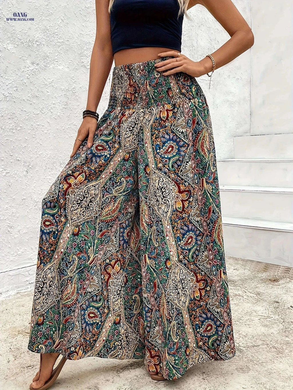 Bohemian Peseli Wide Leg Pants - Casual Long Length for Spring/Fall   OAXG 