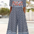 Bohemian Vintage Floral Jumpsuit for Women - Back Zipper, V-Neck Style   OAXG 