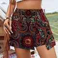 Boho Paisley Print Asymmetrical Hem Skort - Women's Spring Fashion   OAXG 