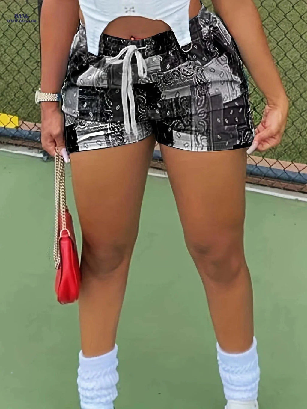 Boho Paisley Print Drawstring Shorts for Women - Summer Casual Style   OAXG 