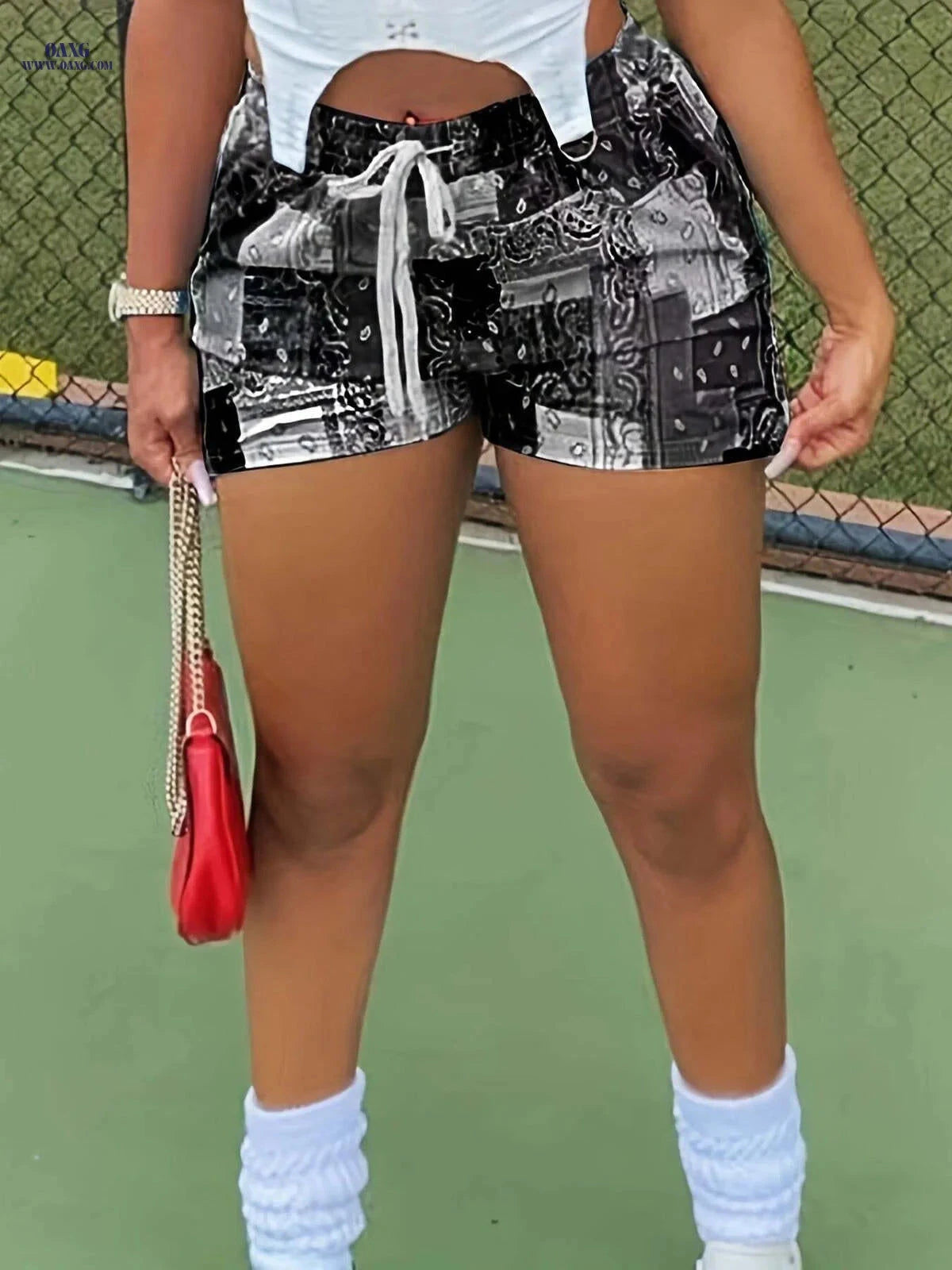 Boho Paisley Print Drawstring Shorts for Women - Summer Casual Style   OAXG 