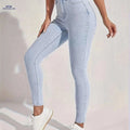 BOKELION High Waist Light Washed Blue Skinny Jeans - Stretchy Fit   OAXG Light Blue / XS