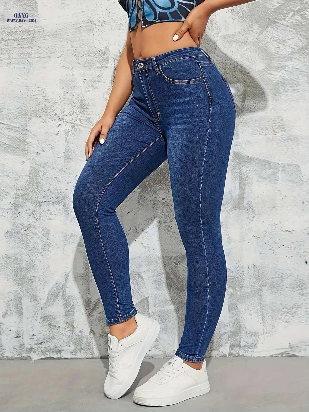 BOKELION High Waist Light Washed Blue Skinny Jeans - Stretchy Fit   OAXG Light Blue / XS