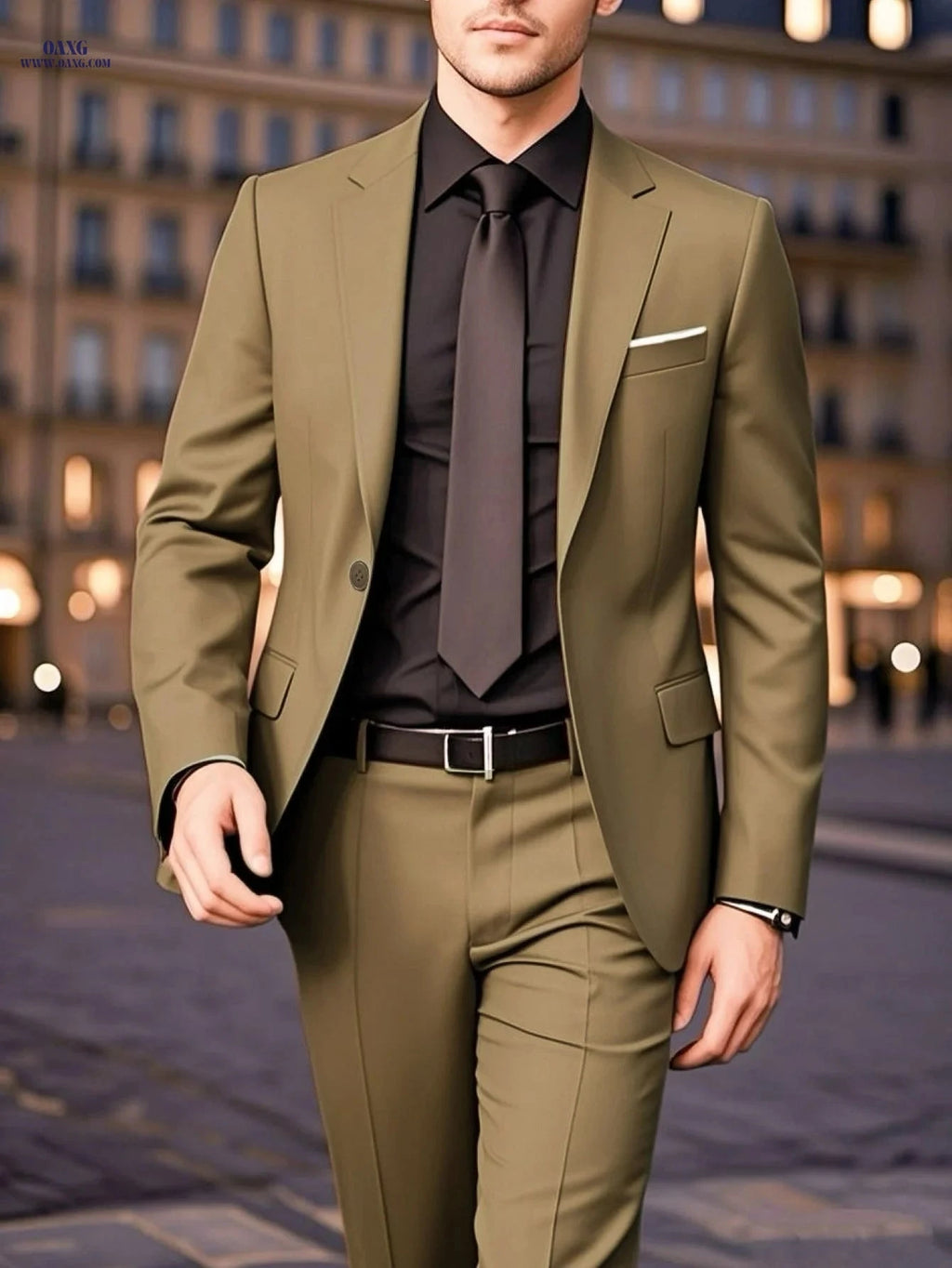 British Vintage Men's Two-Piece Suit Set - Business Casual Formal Wear   OAXG ginger-colored / FR S