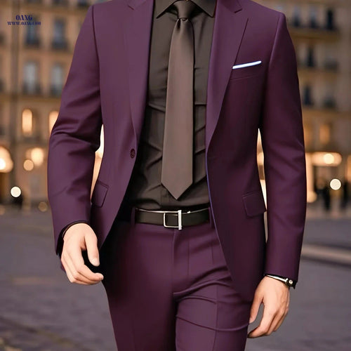 British Vintage Men's Two-Piece Suit Set - Business Casual Formal Wear   OAXG 
