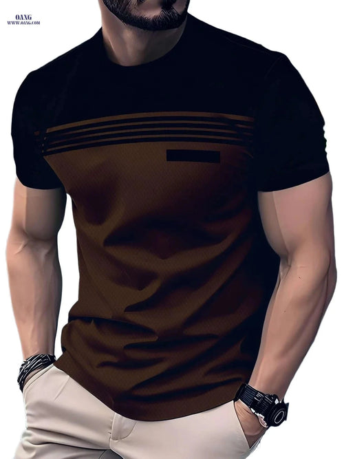 Brown to Black Ombre T-Shirt - Casual Fit for Men’s Everyday Wear   OAXG Coffee color / S