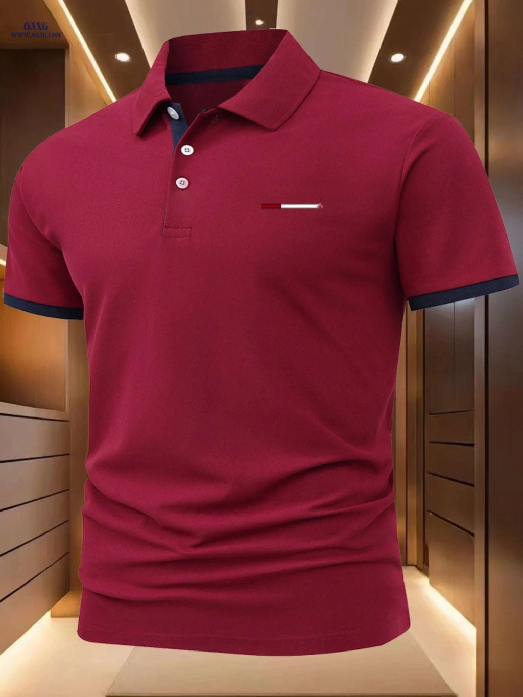 C1080 Men’s Casual Polo Shirt - Short Sleeve, Geometric Print Top   OAXG 