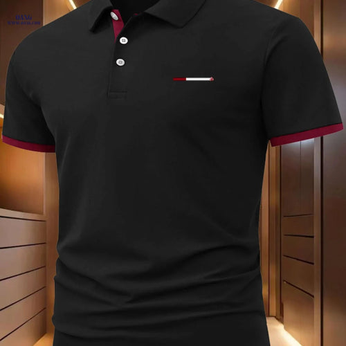 C1080 Men’s Casual Polo Shirt - Short Sleeve, Geometric Print Top   OAXG 