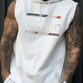 Calvin Men’s Sleeveless Hooded Tank Top - Light Blue Geometric Print   OAXG 