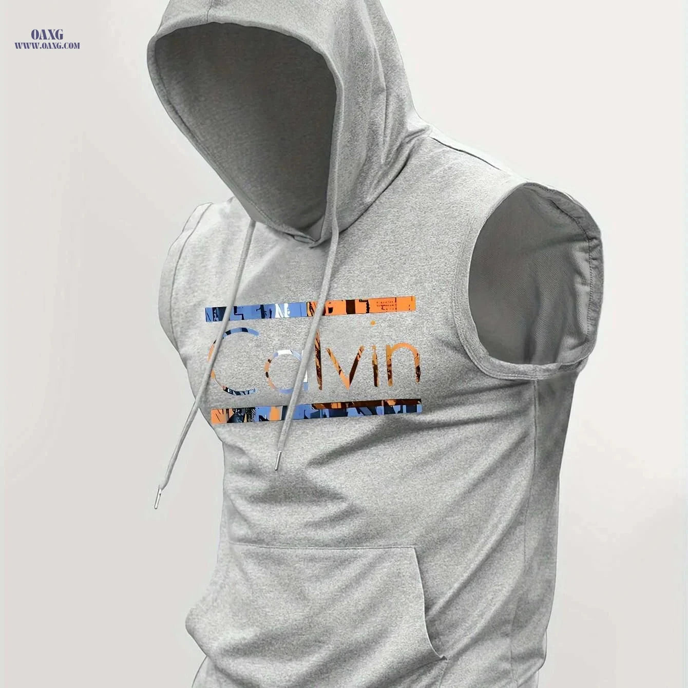 Calvin Men's Summer Hooded Vest - Breathable Sleeveless Sports Top   OAXG Light Blue / S