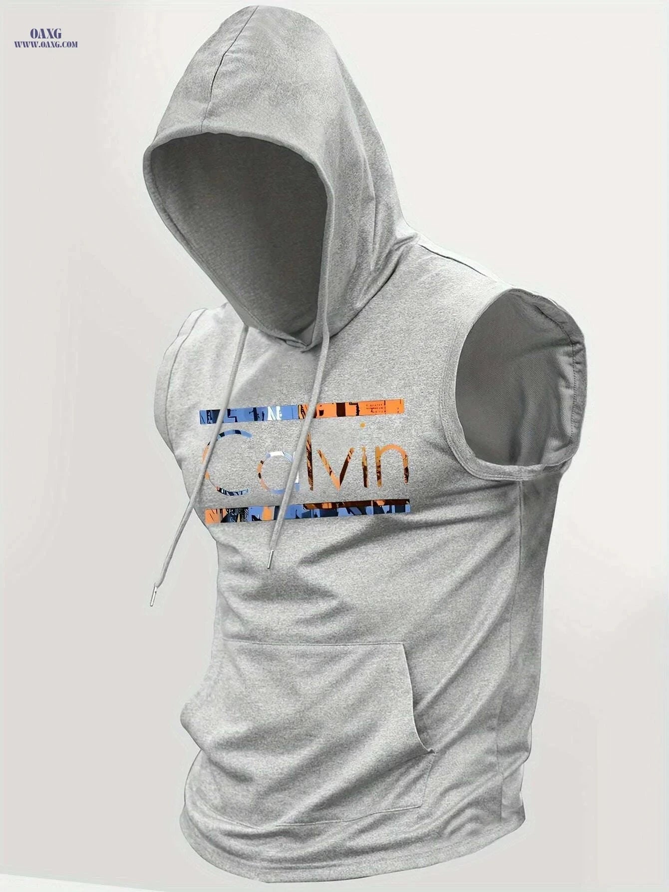 Calvin Men's Summer Hooded Vest - Breathable Sleeveless Sports Top   OAXG Light Blue / S