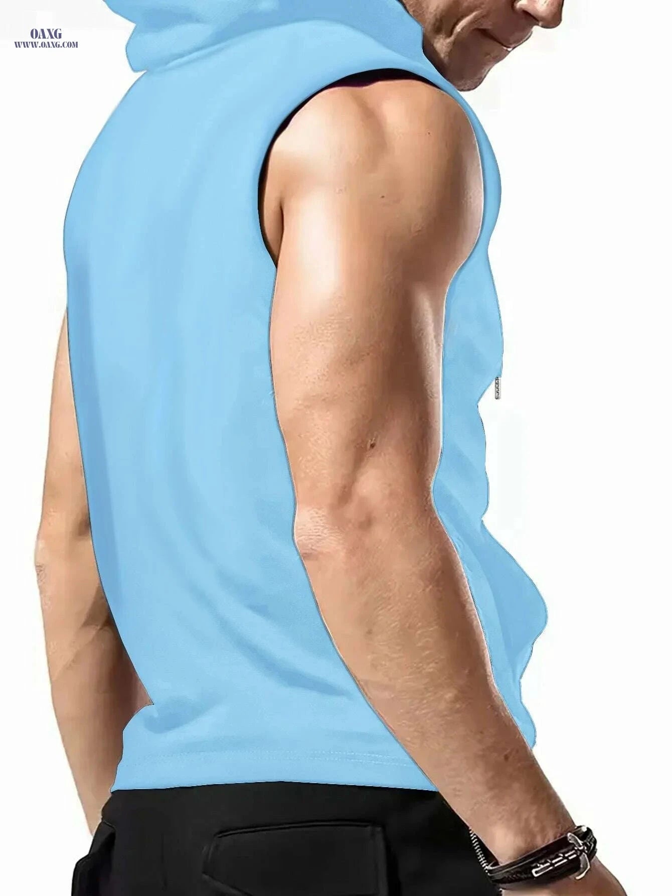 Calvin Men's Summer Hooded Vest - Breathable Sleeveless Sports Top   OAXG Light Blue / S